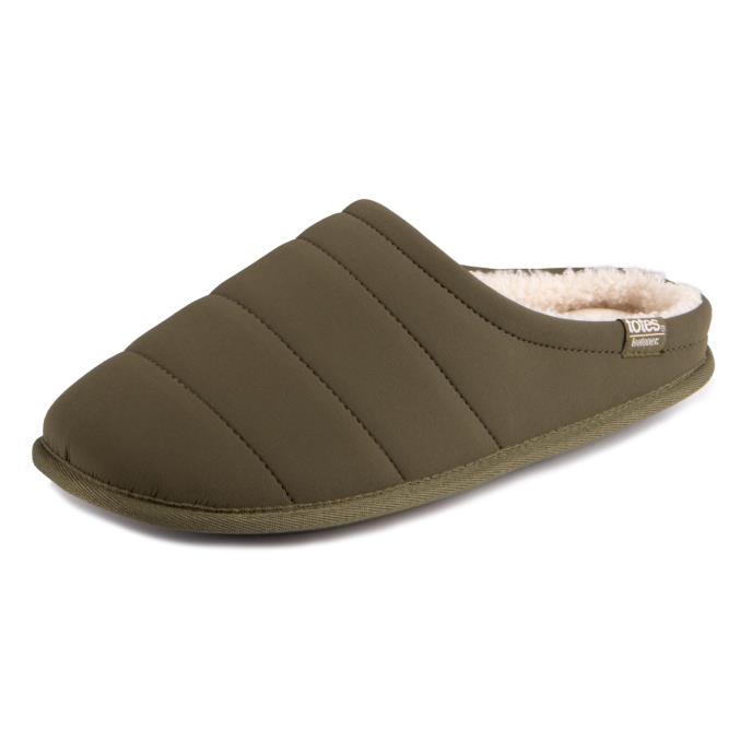Isotoner® Mens Sport Quilted Mule Slipper With Cosy Lining Khaki Extra Image 2